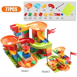 image-Children's ball slide building block large particle assembled track model compatible with Lego children's educational toys