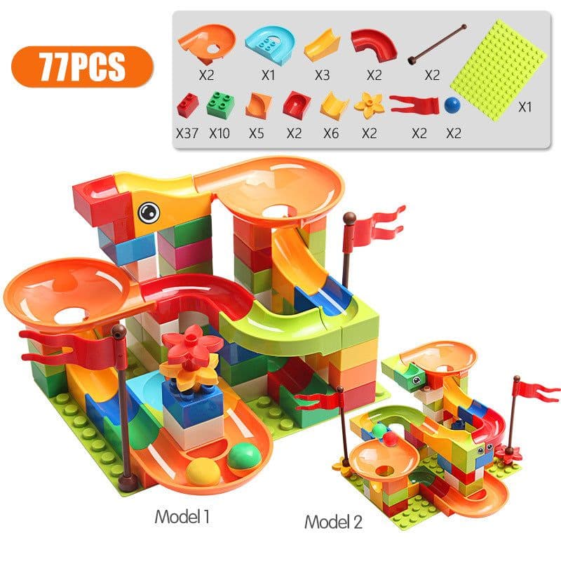 image-Children's ball slide building block large particle assembled track model compatible with Lego children's educational toys
