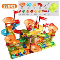 image-Children's ball slide building block large particle assembled track model compatible with Lego children's educational toys