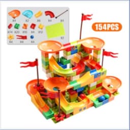 image-Children's ball slide building block large particle assembled track model compatible with Lego children's educational toys