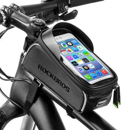 image-ROCKBROS MTB Bicycle Bike Bag 6" Touchscreen Frame Reflective Bag Cycling Top Waterproof Tube Bag Phone Case Bike Accessories