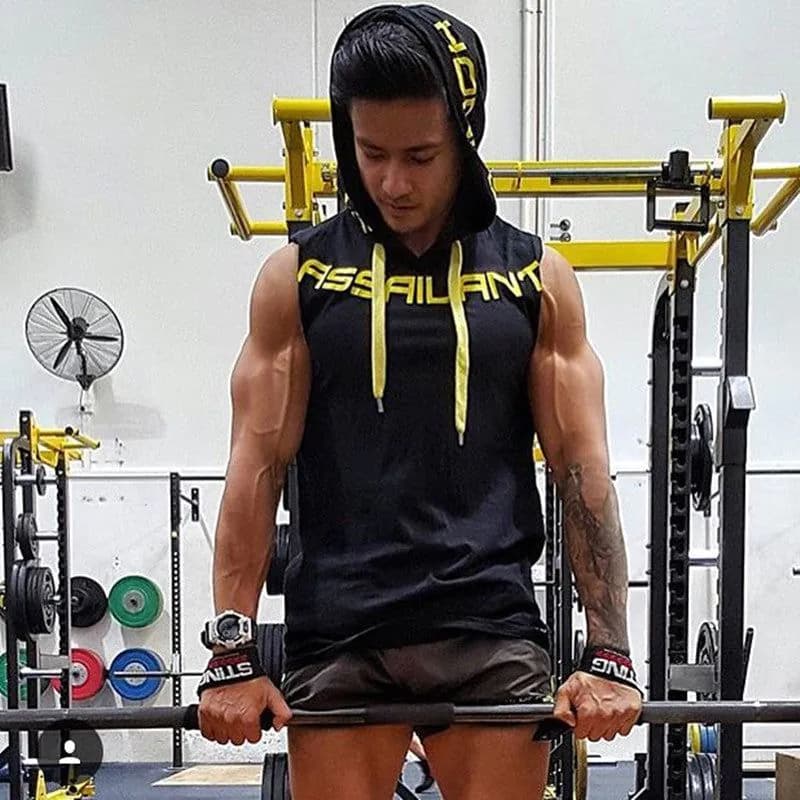 image-Mens Sleeveless Muscle Cool Running Jackets Gym Fitness Hoodie tops