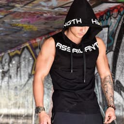 image-Mens Sleeveless Muscle Cool Running Jackets Gym Fitness Hoodie tops
