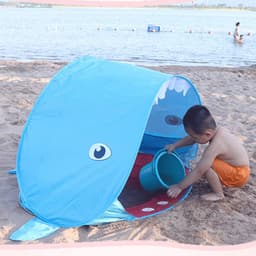 image-Shark Shape Play Tent Beach Tent UV-protecting Speed Open Baby Sunshelter with Pool Kids Outdoor Toys Camping Sunshade Awning