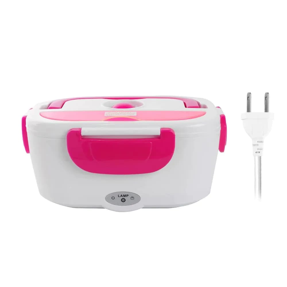 image-Portable Electric Lunch Box One-piece Separated Office School Bento Lunchbox Kids Heated Lunch Box Food Container Warmer A Spoon