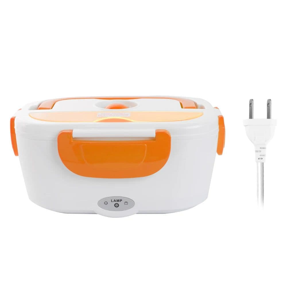 image-Portable Electric Lunch Box One-piece Separated Office School Bento Lunchbox Kids Heated Lunch Box Food Container Warmer A Spoon
