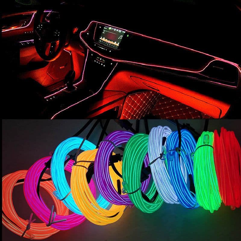 image-Car Interior Lighting El Cold Light Band Edge Wide Edge Car Atmosphere Lamp 1M2M3M 5M Luminous Line Set