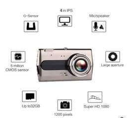 image-Zinc alloy driving recorder HD night vision Dual-lens double-record 4 inch 1080P reversing image