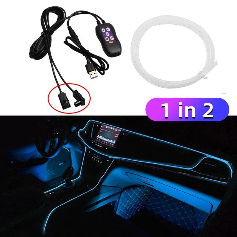 image-Car Led Atmosphere Lamp Usb Colorful Color Changing Center Console Instrument Panel Decorative Lamp Neon Light