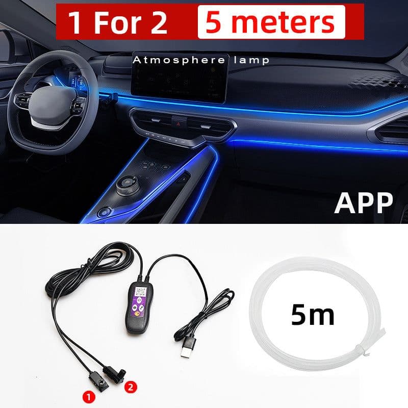 image-Car Led Atmosphere Lamp Usb Colorful Color Changing Center Console Instrument Panel Decorative Lamp Neon Light