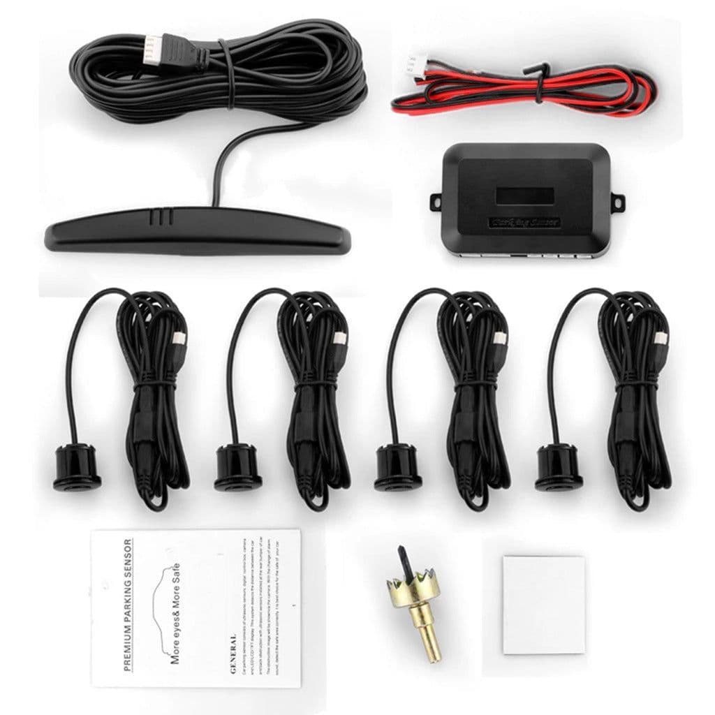 image-Car LED Crescent Buzzer Parking Sensor 4 Probes