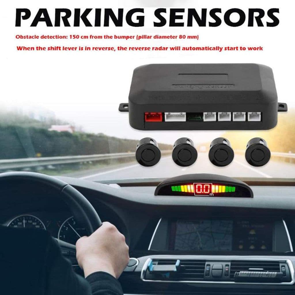 image-Car LED Crescent Buzzer Parking Sensor 4 Probes