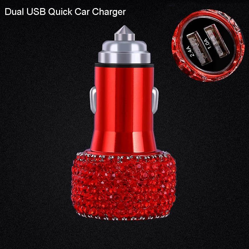 image-Women Red Rhinestone Car Interior Accessories