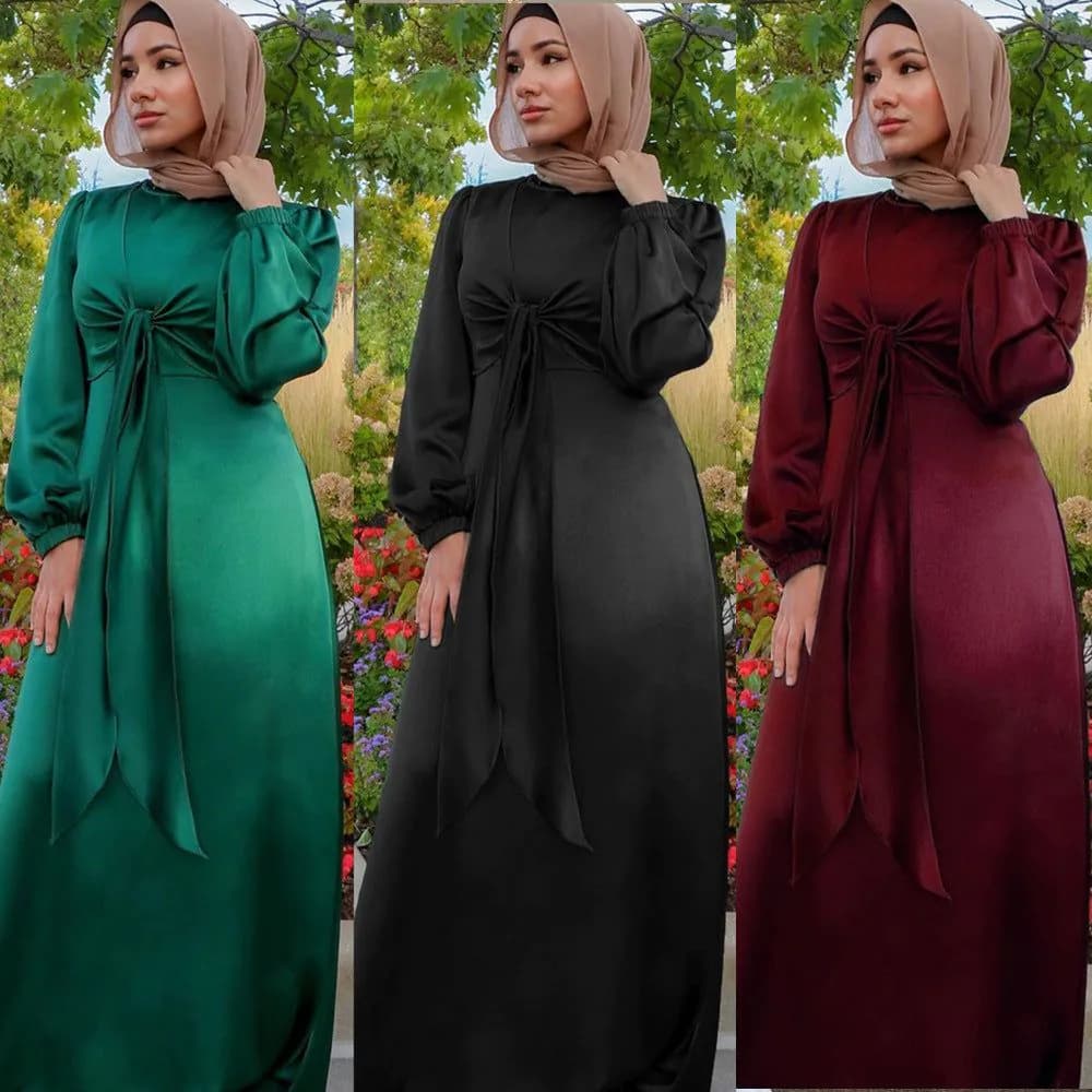 image-Ramadan Eid Mubarak Kaftan Dubai Abaya Turkey Muslim Women Hijab Satin Dress Islam Caftan Marocain Dresses Vestidos Robe Femme