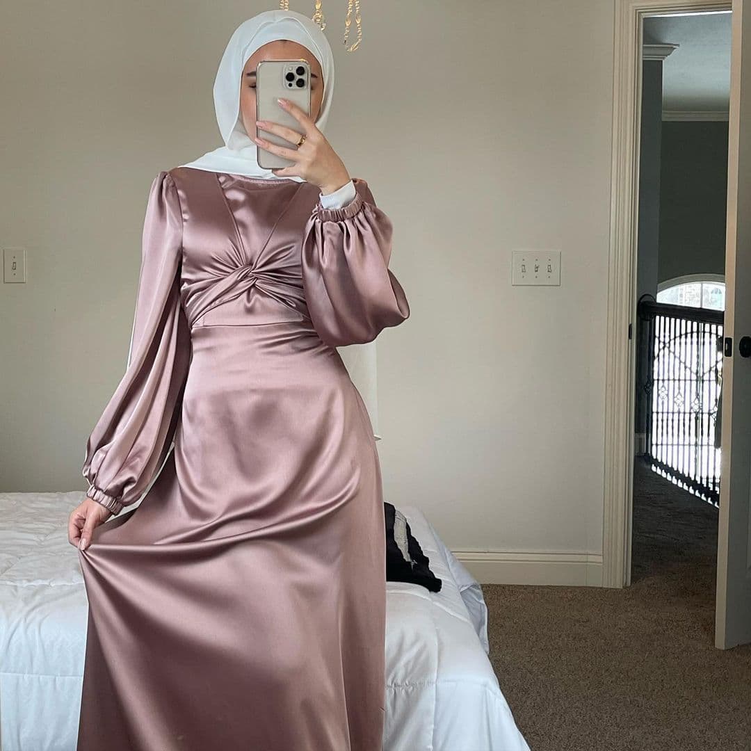 image-Ramadan Eid Mubarak Kaftan Dubai Abaya Turkey Muslim Women Hijab Satin Dress Islam Caftan Marocain Dresses Vestidos Robe Femme
