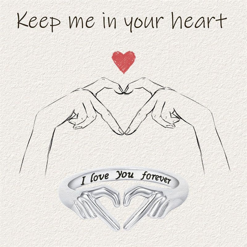 image-Romantic Heart Hand Hug Fashion Ring For Women Couple Jewelry Silver Color Punk Gesture Wedding Men Finger Accessories Gifts