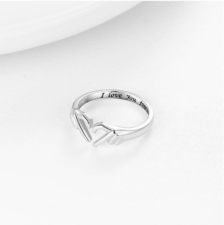 image-Romantic Heart Hand Hug Fashion Ring For Women Couple Jewelry Silver Color Punk Gesture Wedding Men Finger Accessories Gifts