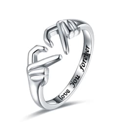 image-Romantic Heart Hand Hug Fashion Ring For Women Couple Jewelry Silver Color Punk Gesture Wedding Men Finger Accessories Gifts