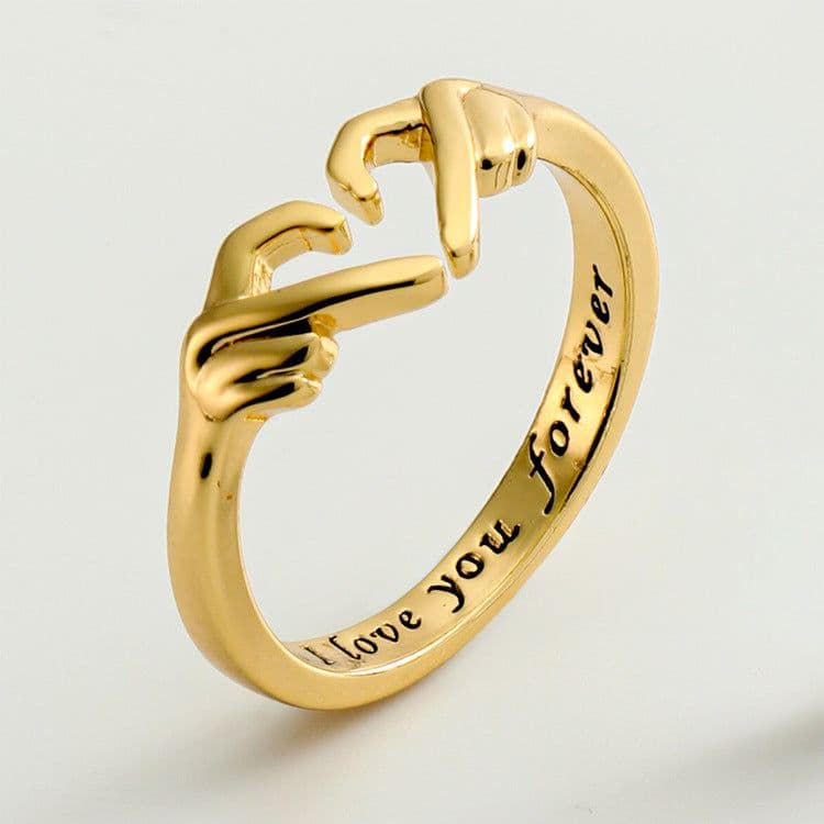 image-Romantic Heart Hand Hug Fashion Ring For Women Couple Jewelry Silver Color Punk Gesture Wedding Men Finger Accessories Gifts