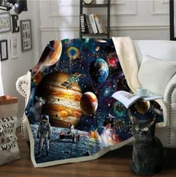 image-BeddingOutlet Sloth Blankets For Bed Cartoon Animal Plush Blanket Planet Star Bedding Universe Outer Space Sherpa Fleece Blanket