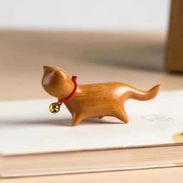 image-Sandalwood Kitten Ornaments Cute Hippo Mini Wooden Cat Play