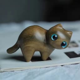 image-Sandalwood Kitten Ornaments Cute Hippo Mini Wooden Cat Play