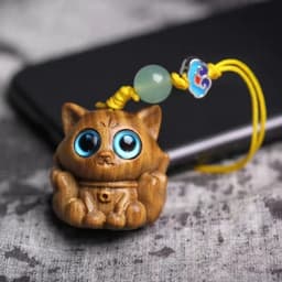 image-Sandalwood Kitten Ornaments Cute Hippo Mini Wooden Cat Play