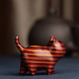 image-Sandalwood Kitten Ornaments Cute Hippo Mini Wooden Cat Play
