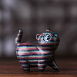 image-Sandalwood Kitten Ornaments Cute Hippo Mini Wooden Cat Play