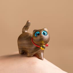 image-Sandalwood Kitten Ornaments Cute Hippo Mini Wooden Cat Play