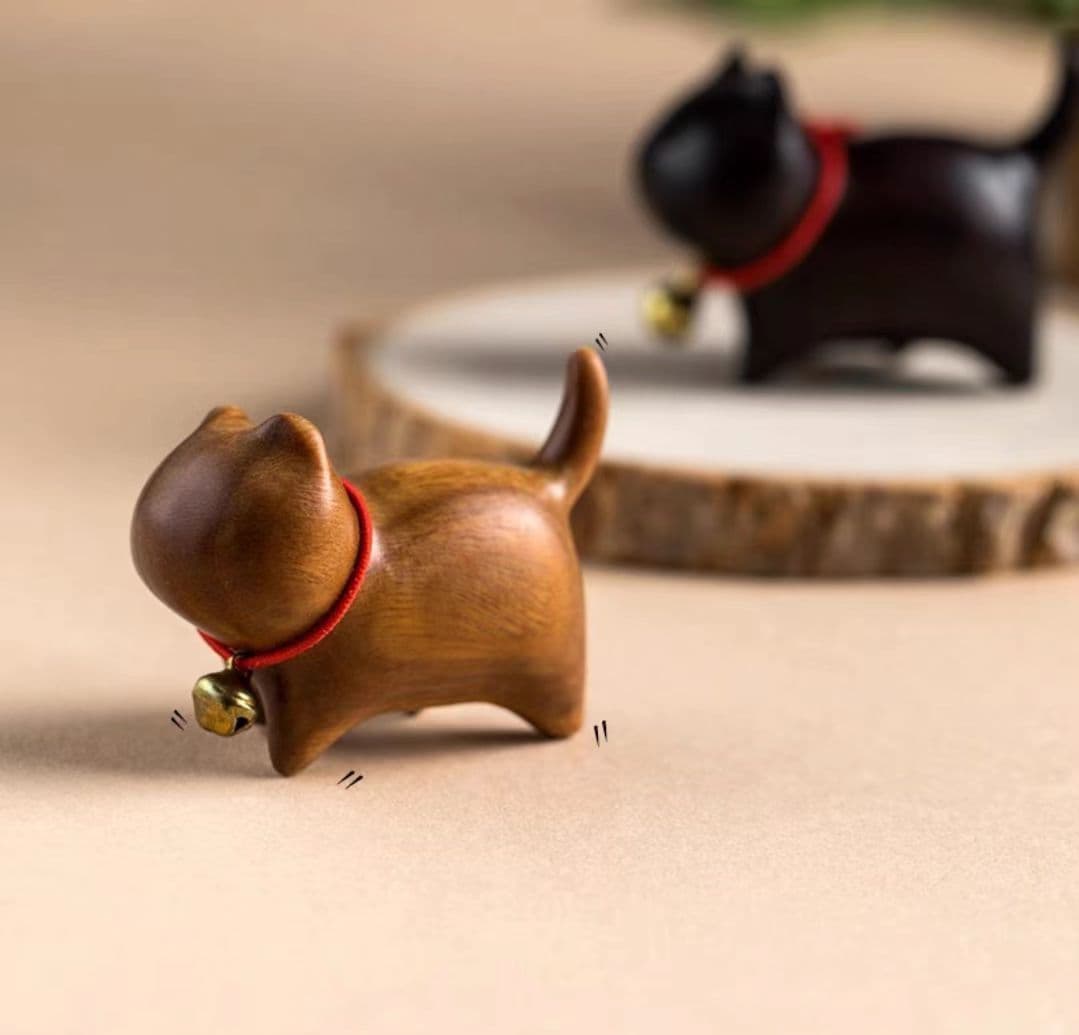 image-Sandalwood Kitten Ornaments Cute Hippo Mini Wooden Cat Play