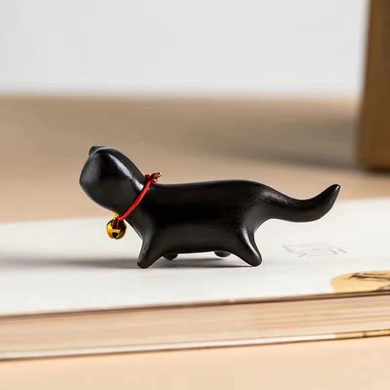 image-Sandalwood Kitten Ornaments Cute Hippo Mini Wooden Cat Play
