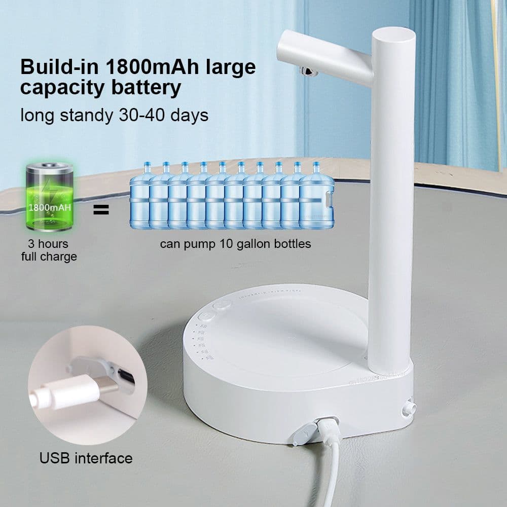 image-Desk Dispenser Electric Water Gallon Automatic Water Bottle Dispenser Rechargeable Water Dispenser