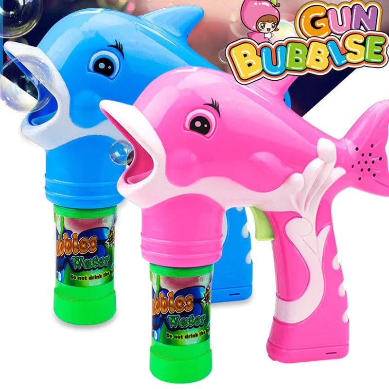 image-Children's Automatic Light Bubble Gun Toy Cute Cartoon Dolphin Shape Bubble Gun
