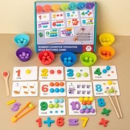 image-Montessori Mathematics Teaching Tools Baby Digital Cognitive Pairing Puzzle Intelligence Clipping Beads Children's Fine Action Toys