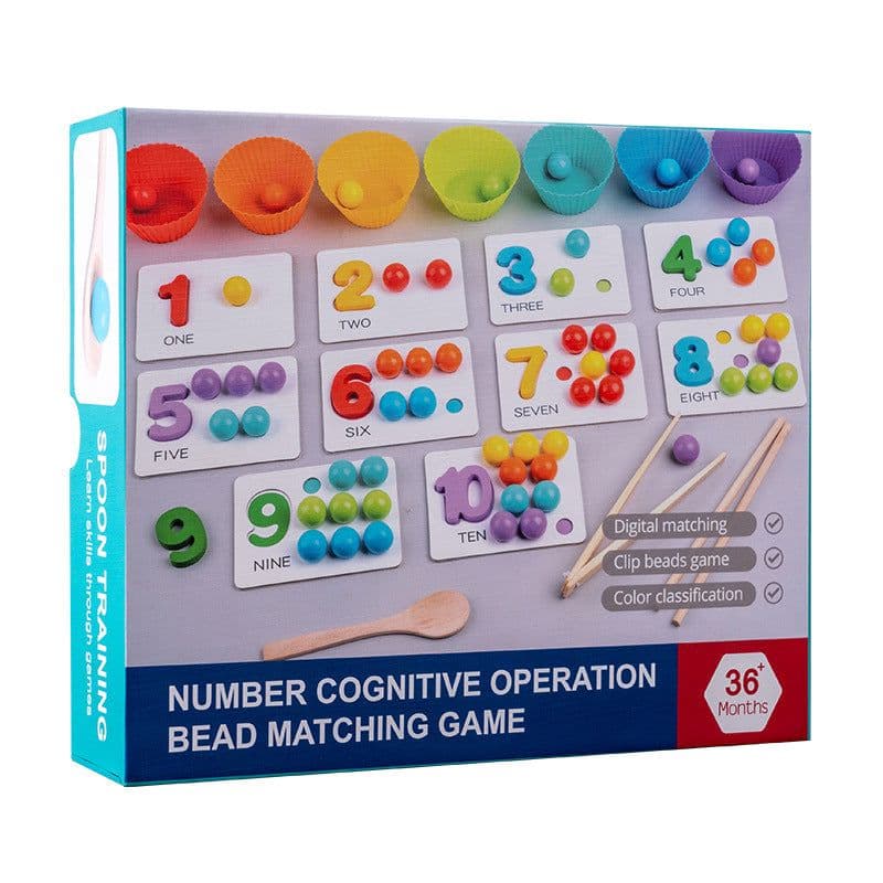 image-Montessori Mathematics Teaching Tools Baby Digital Cognitive Pairing Puzzle Intelligence Clipping Beads Children's Fine Action Toys