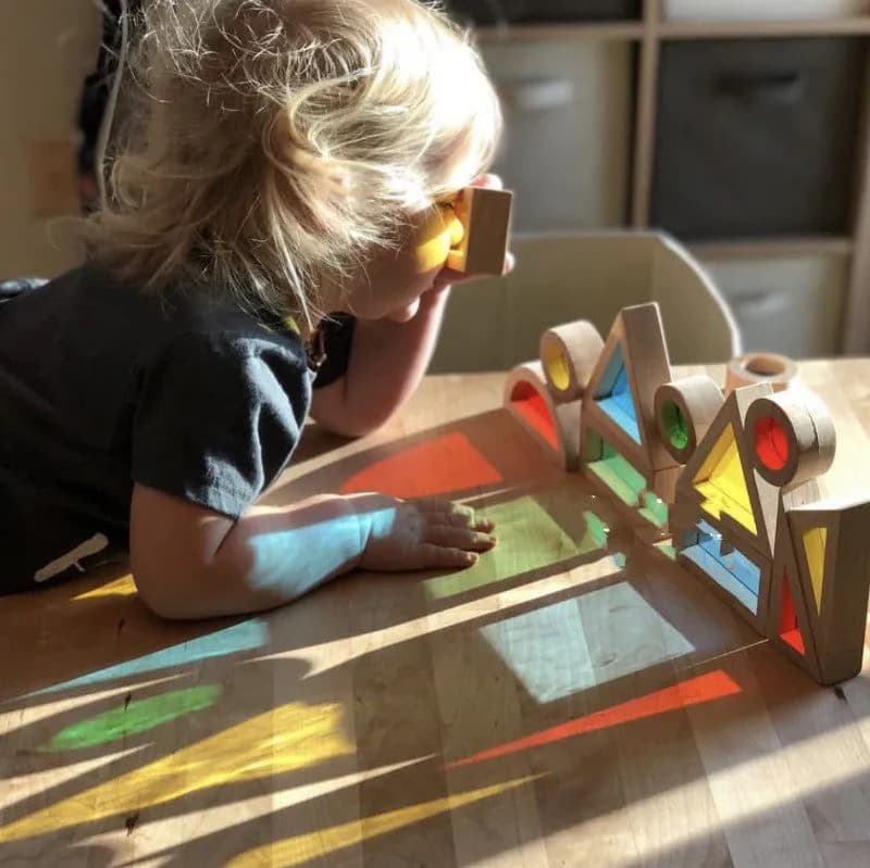 image-Wooden Acrylic Rainbow Building Blocks Children's Early Education Educational Toys