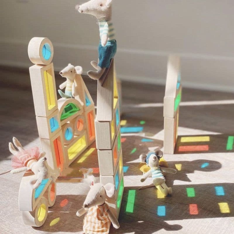 image-Wooden Acrylic Rainbow Building Blocks Children's Early Education Educational Toys