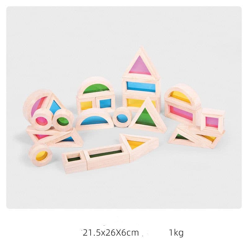 image-Wooden Acrylic Rainbow Building Blocks Children's Early Education Educational Toys