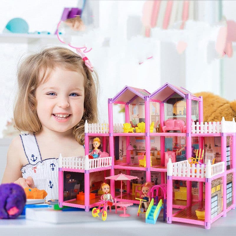 image-Toy Girl Princess Castle Villa Hut Children Play House Toy Girl Simulation Room Doll House Gift