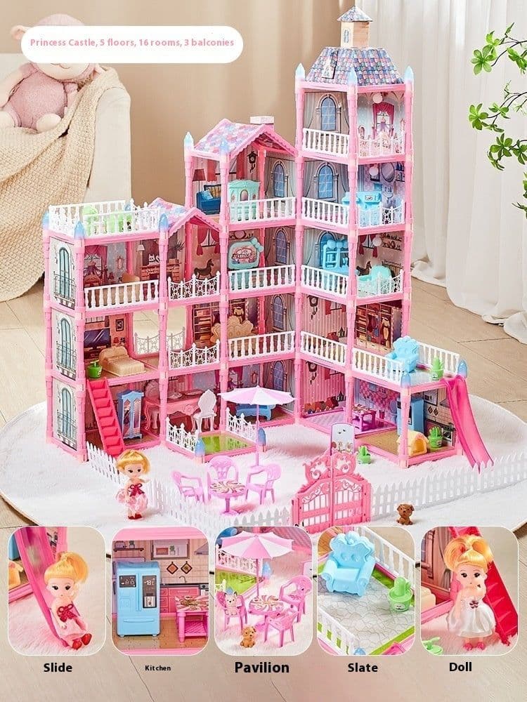 image-Toy Girl Princess Castle Villa Hut Children Play House Toy Girl Simulation Room Doll House Gift