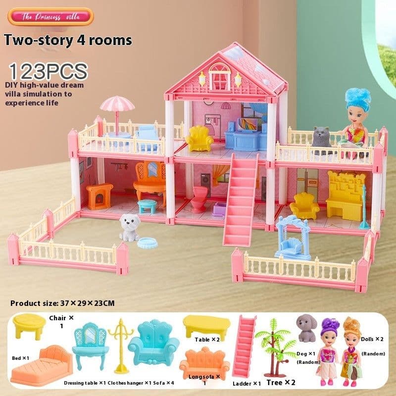 image-Toy Girl Princess Castle Villa Hut Children Play House Toy Girl Simulation Room Doll House Gift