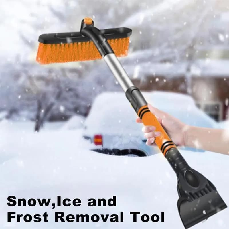 image-Car Cleaning Brush Ice Scraper Detachable Snow Shovel Brush Dust Remove Brush Auto Windshield Extendable Snow Brush Foam Handle