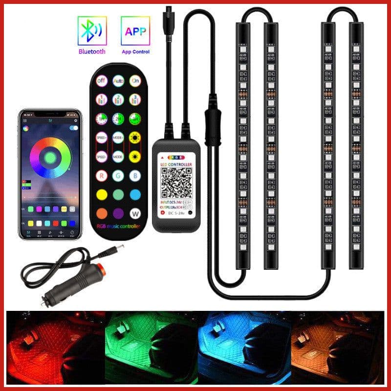 image-Styling Decorative Lamp LED Car Interior Light Waterproof Ambient Lamp Of Wireless Remote Music Control Car RGB Strip Lights