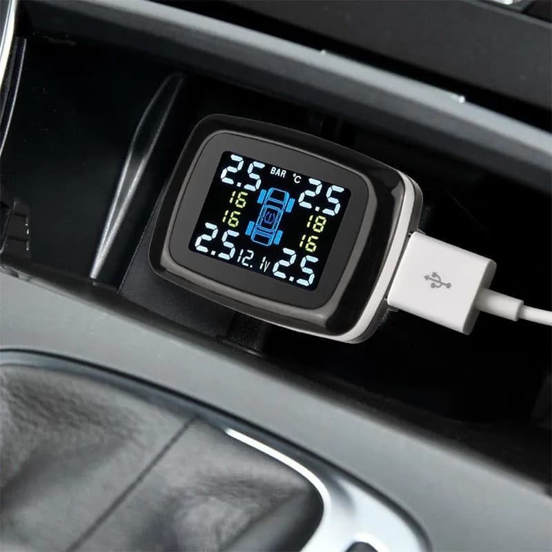 image-Tire Pressure Monitoring System Sensors Cigarette Lighter USB port Auto Security Alarm Systems Tire Pressure