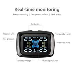 image-Tire Pressure Monitoring System Sensors Cigarette Lighter USB port Auto Security Alarm Systems Tire Pressure