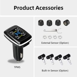 image-Tire Pressure Monitoring System Sensors Cigarette Lighter USB port Auto Security Alarm Systems Tire Pressure