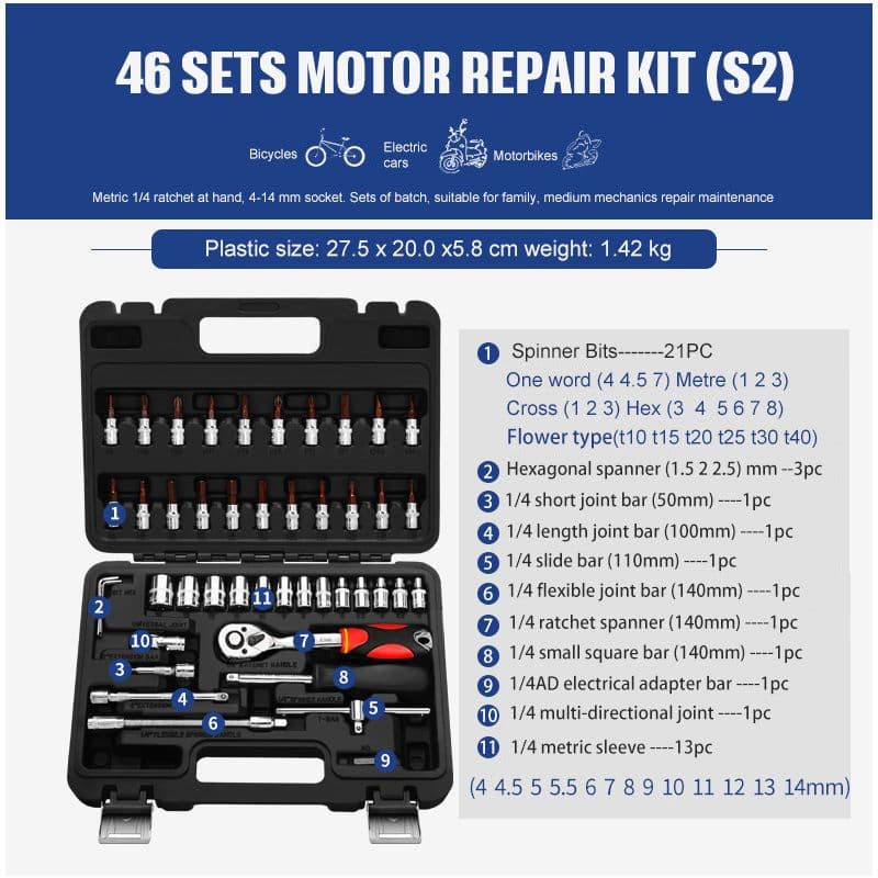 image-Socket Ratchet Wrench Set Repair Tools