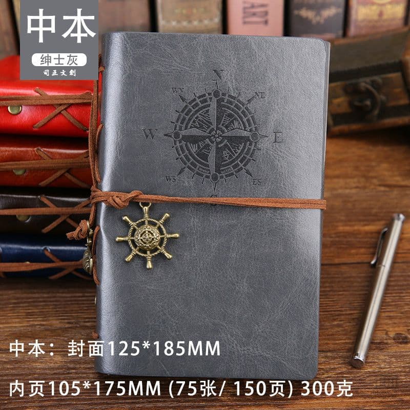 image-Japanese style handbook Japanese notepad small portable A6 notebook binder retro kraft paper European style literature and art