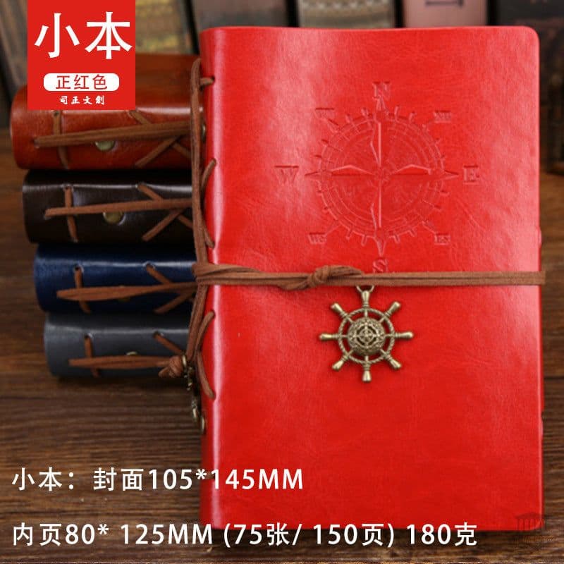image-Japanese style handbook Japanese notepad small portable A6 notebook binder retro kraft paper European style literature and art